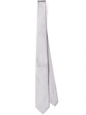 Jedwabny satynowy krawat Prada szary