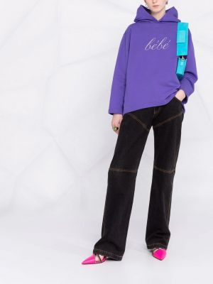 Bluza z kapturem bawełniana z kryształkami Balenciaga fioletowa