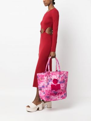 Shopperka z nadrukiem Isabel Marant różowa