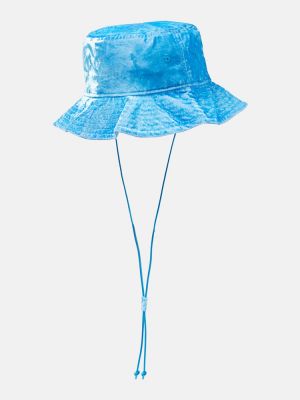 Sametový klobouk Acne Studios modrý