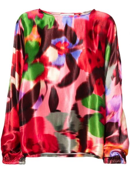 Bluza s cvetličnim vzorcem s potiskom Essentiel Antwerp rdeča