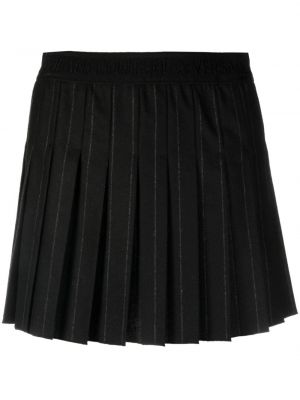 Плисирана дънкова пола на райета Versace Jeans Couture черно
