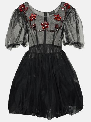 Mini robe à imprimé en tulle Simone Rocha noir