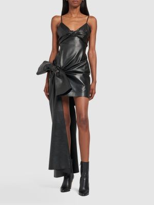 Sukienka mini skórzana Alexander Mcqueen czarna