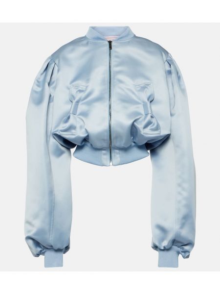 Saténová bomber bunda s mašlí Nina Ricci modrá