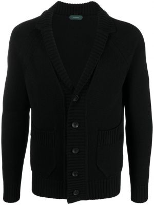 Woll strickjacke mit v-ausschnitt Zanone schwarz