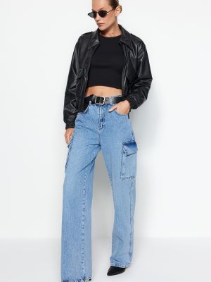 Voľné džínsy s vysokým pásom s vreckami Trendyol