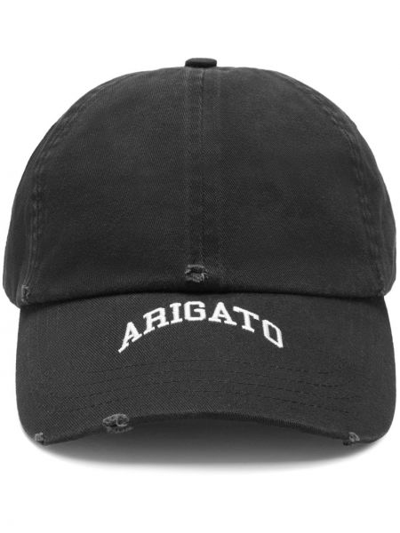 Памучна шапка с козирки с протрити краища Axel Arigato черно