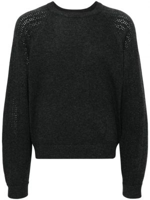Кашмирен вълнен пуловер с кръгло деколте Random Identities сиво