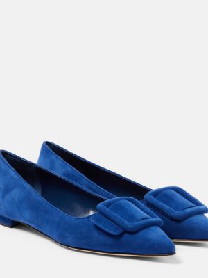 Szarvasbőr balerina cipők Manolo Blahnik kék