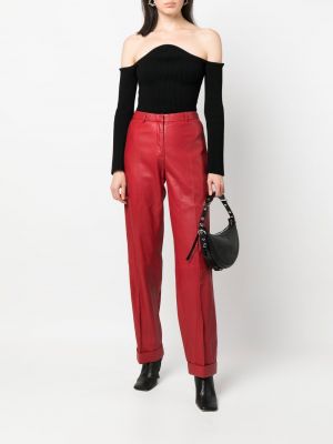 Pantalon en cuir Federica Tosi rouge
