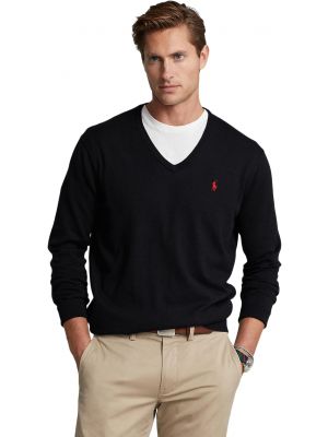 Хлопковый свитер с v-образным вырезом Polo Ralph Lauren черный