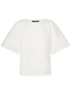 Kokvilnas krekls ar izšuvumiem džersija Weekend Max Mara balts