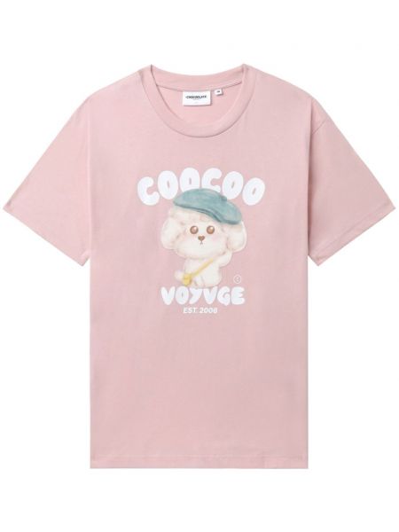 Βαμβακερή μπλούζα με σχέδιο Chocoolate ροζ