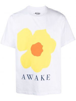 Kokvilnas t-krekls ar apdruku Awake Ny balts