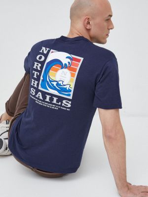 Памучна тениска с дълъг ръкав с принт North Sails