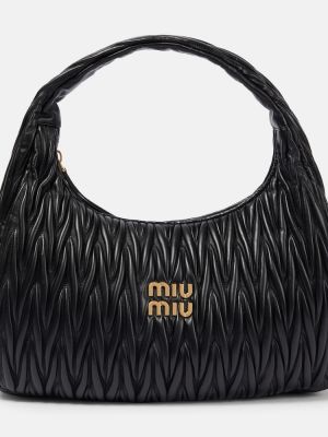Kožená kabelka Miu Miu čierna