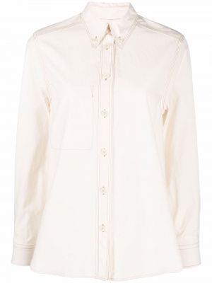 Pūkinė džinsiniai marškiniai su sagomis Isabel Marant balta
