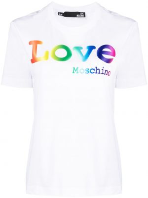 Spalvų gradiento rašto marškinėliai Love Moschino balta
