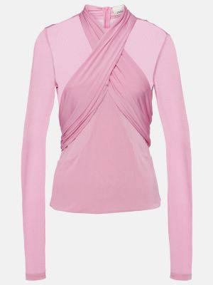 Drapovaný průsvitný top jersey Isabel Marant růžový