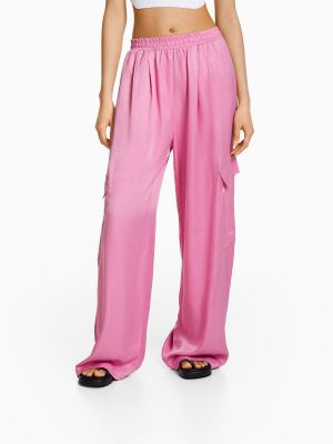 Pantaloni cu buzunare Bershka roz