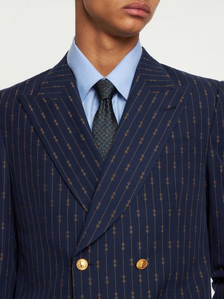 Cravată de mătase cu imagine Gucci albastru