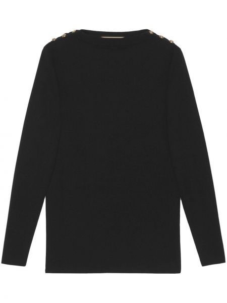Pleten pulover z gumbi Gucci črna