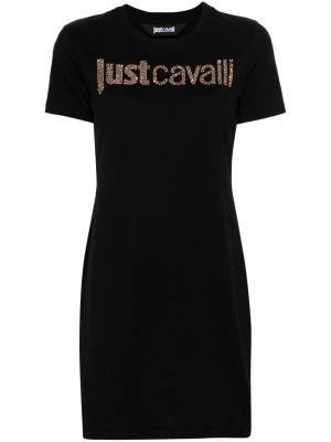 Памучна рокля Just Cavalli черно