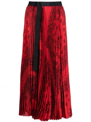 Plisované sukně s potiskem Sacai červené