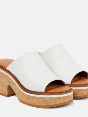 Sandali di pelle con platform Clergerie bianco