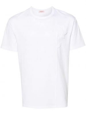 T-shirt en coton à fleurs avec applique Valentino Garavani blanc