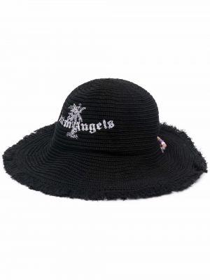 Brodert solhatt Palm Angels svart