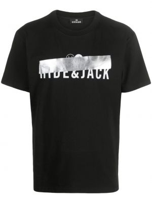 Bombažna majica s potiskom Hide&jack črna