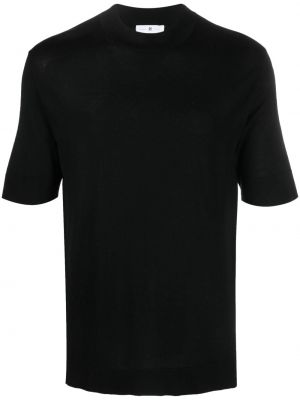 Bavlnené hodvábne tričko s okrúhlym výstrihom Pt Torino čierna