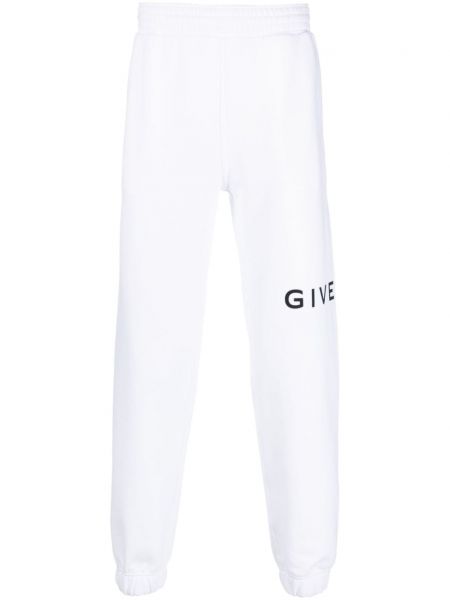 Pantalon de joggings en coton à imprimé Givenchy blanc