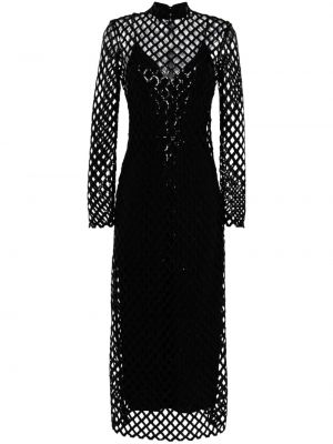 Midi šaty so sieťovinou Simkhai čierna