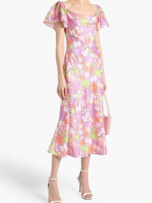 Атласное платье миди с принтом Olivia Rubin розовое