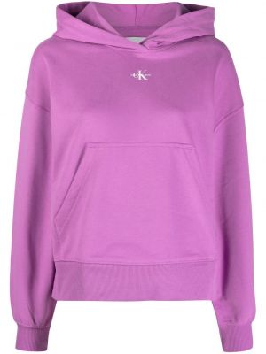 Raštuotas džemperis su gobtuvu Calvin Klein Jeans violetinė