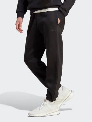Fleecové priliehavé teplákové nohavice Adidas čierna