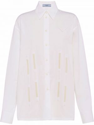 Chemise en coton avec manches longues Prada blanc