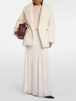 Hodvábna vlnená bunda z alpaky Max Mara biela