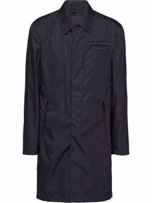 Kabát s knoflíky z nylonu Prada černý