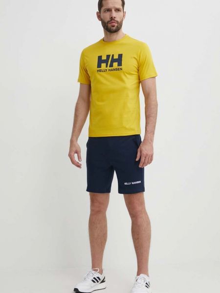 Koszulka bawełniana Helly Hansen żółta