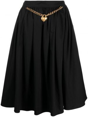 Midi sukňa so srdiečkami Moschino čierna