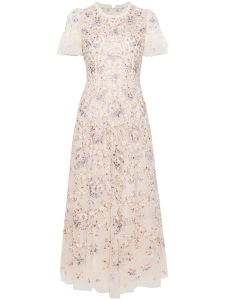 Koktel haljina s cvjetnim printom Needle & Thread bijela