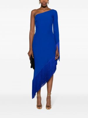 Asymetrické večerní šaty s třásněmi Taller Marmo modré