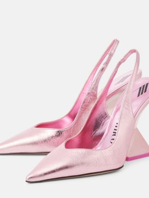 Кожени полуотворени обувки с отворена пета The Attico розово