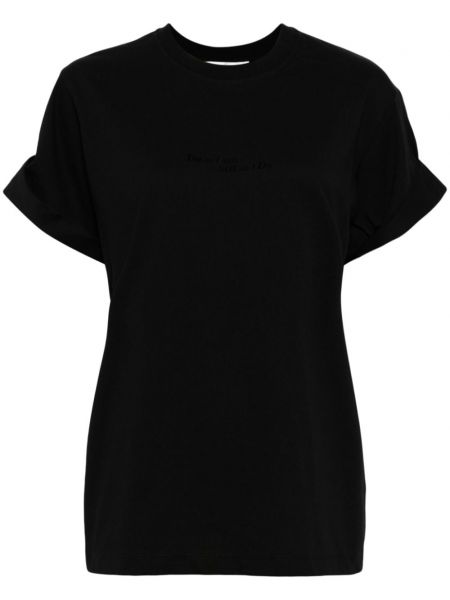 Pamut póló nyomtatás Victoria Beckham fekete