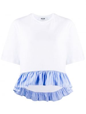 Peplum stripete t-skjorte Msgm hvit