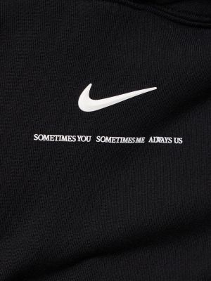 Pamučna hoodie s kapuljačom Nike crna